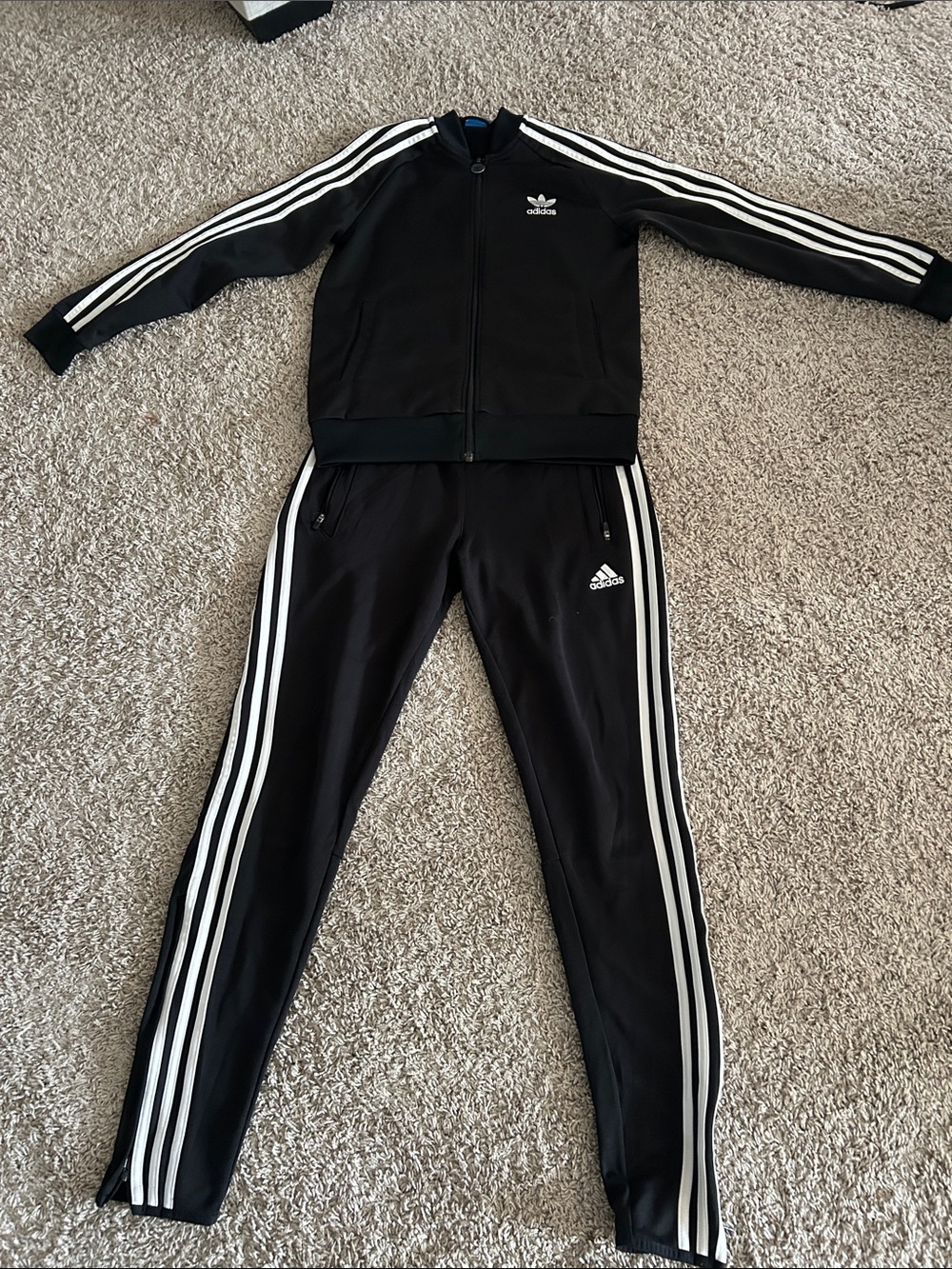 adidas Black & White Three-Stripe Track Pants